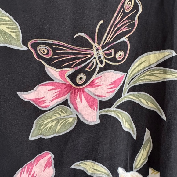 Paradise Originals Silk Tropical Scoop Neck Ruffled A Line Dress Size Medium - Picture 3 of 7